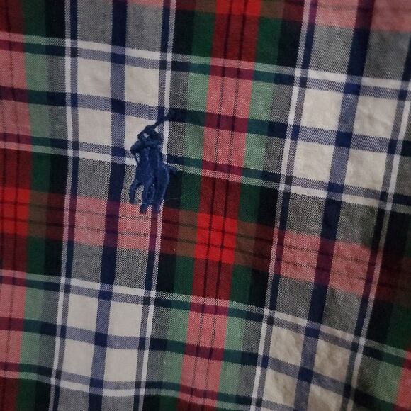 Ralph Lauren Shirt Men's Large (14-16) Red Blue Green White Plaid Cotton Button - Picture 7 of 16